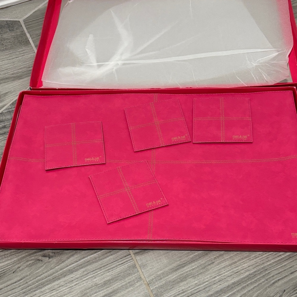 Matt & Nat Pink Coaster and Placemat Set